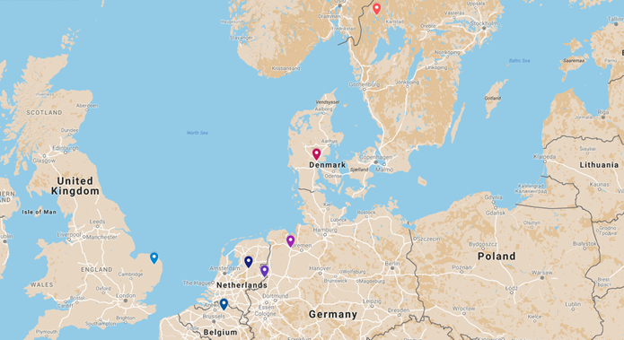 Map Pilot Cities | CATCH Interreg North Sea Region
